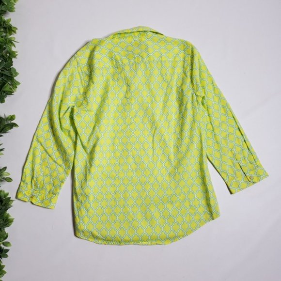 LANDS' END Geometric Print Popover Blouse - Picture 3 of 6